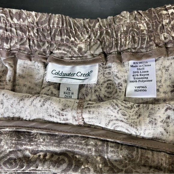 Coldwater Creek XL Linen Blend Soft Wash Ankle Length Pants Batik Design AS-IS - Picture 13 of 16